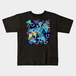 Blue psychedelic hallucinogenic shapes Kids T-Shirt